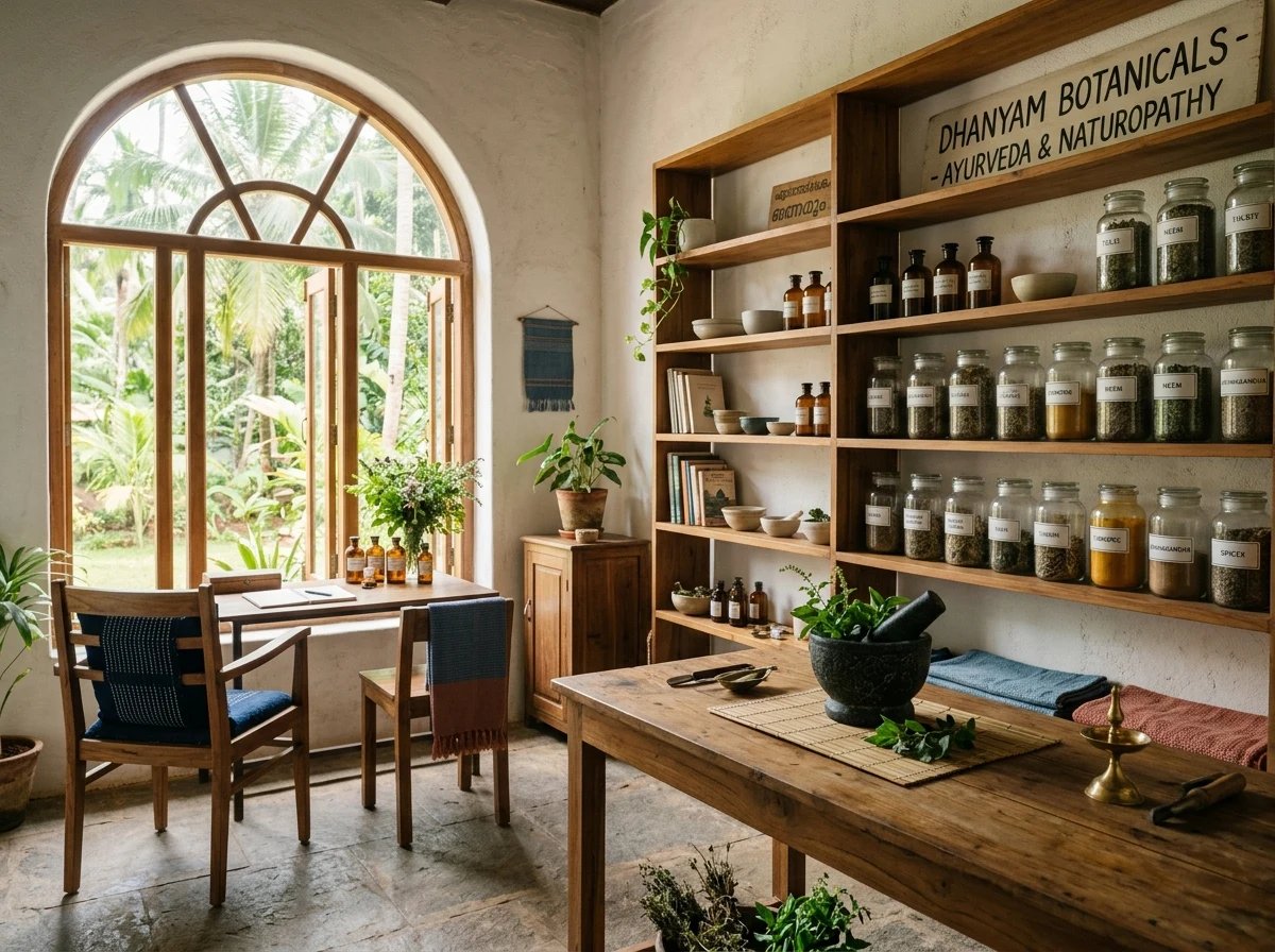 Naturopathy care and botanical preparation room